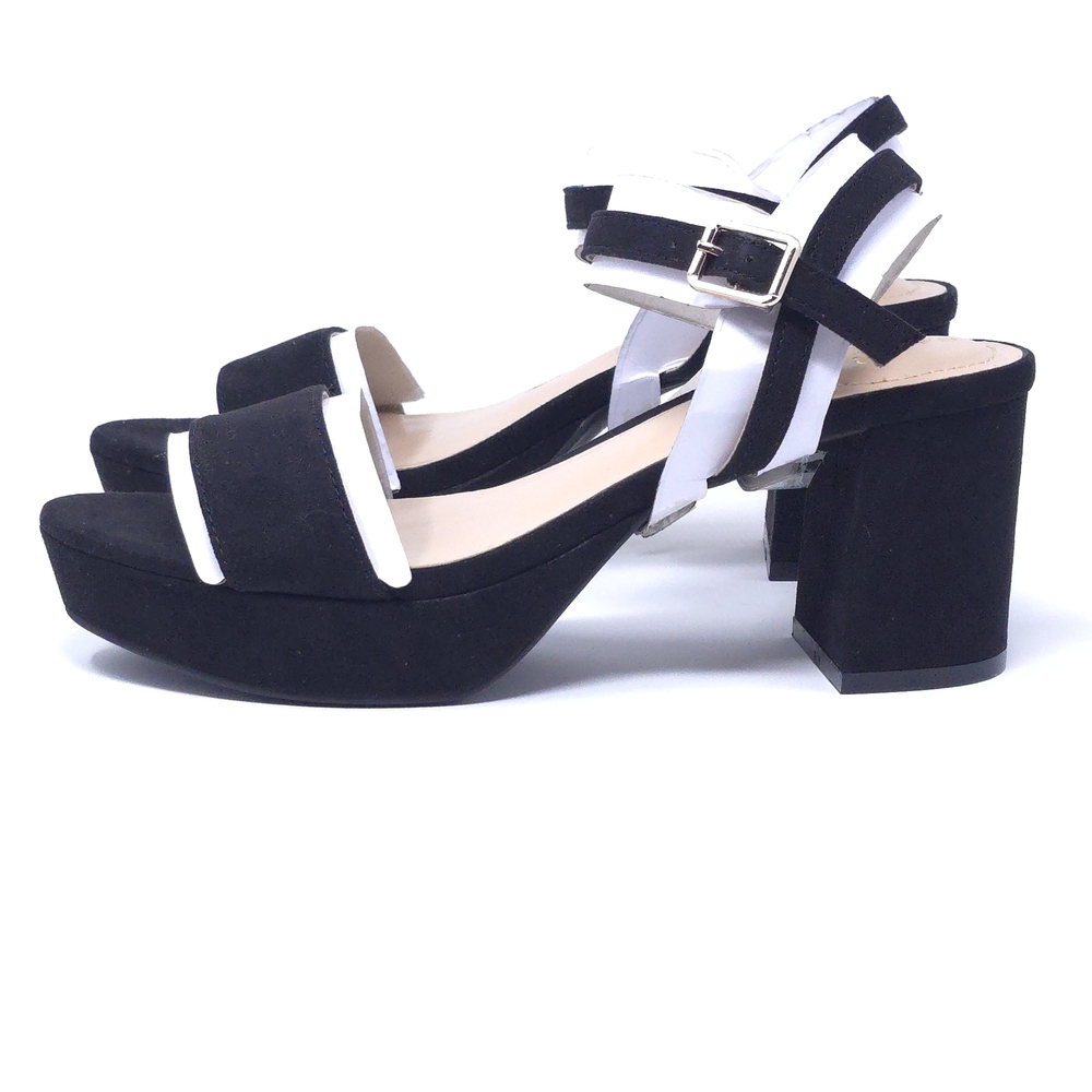 Bandolino Pennie 2 Genuine Suede Block Heel Ankle Strap Sandals Black 6M - Picture 5 of 11
